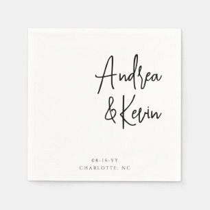 Modern minimalist Names Wedding Verloving Napkins Servet