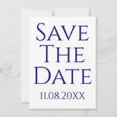Modern Minimalist Navy Blue Save The Date Kaart (Voorkant)