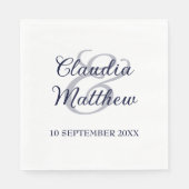Modern Minimalist Navy Blue Script Wedding Servet (Voorkant)