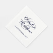 Modern Minimalist Navy Blue Script Wedding Servet (Hoek)