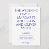 Modern Minimalist Navy Blue Trendy Wedding Kaart (Voorkant)