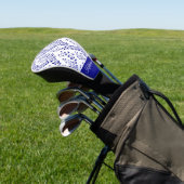 Modern Minimalist Navy Blue White Floral Script  Golfheadcover (Insitu)