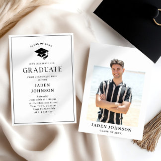 Modern Minimalist One PHOTO Graduation Party Kaart