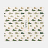 Modern Minimalist Personalized Christmas Tree Fleece Deken (Voorkant (Horizontaal))