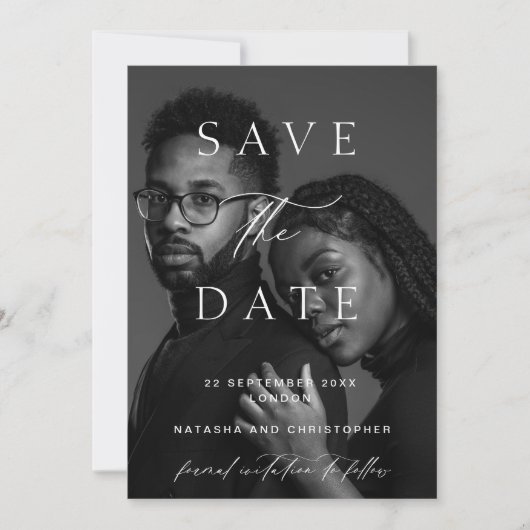 Modern Minimalist Photo Overlay Wedding Save The Date (Voorkant)