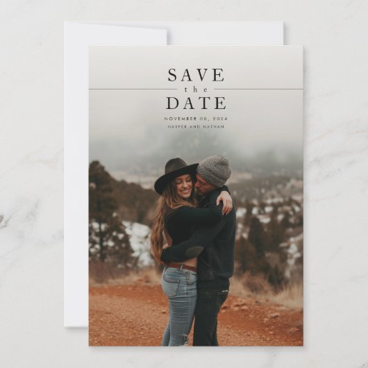 Modern Minimalist Photo QR Code Wedding Save The Date (Voorkant)
