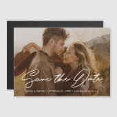 Modern Minimalist Photo Save the Date Wedding  Magnetische Uitnodiging (Voorkant / Achterkant)