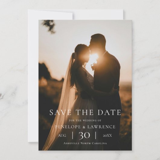 Modern Minimalist Photo Wedding Save the Date (Devant)