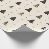 modern Minimalist PINE TREE black and soft pink  Cadeaupapier (Hoek)