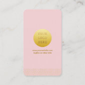 Modern Minimalist Pink and Gold Dots QR Code Visitekaartje (Achterkant)