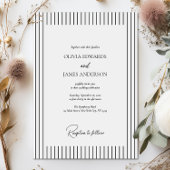 Modern Minimalist Pinstripe Wedding Kaart