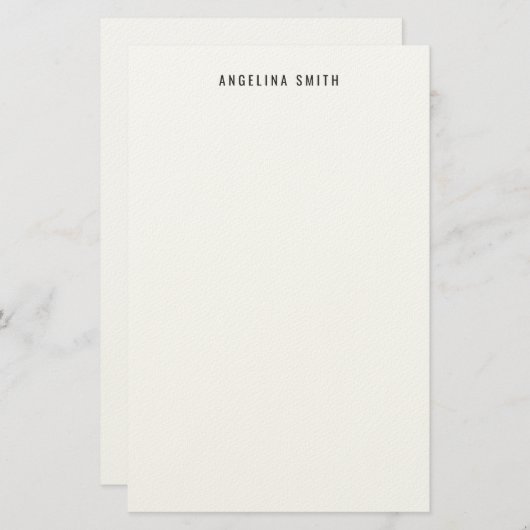 Modern Minimalist Plain Simple Black White Briefpapier (Voorkant / Achterkant)