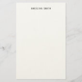 Modern Minimalist Plain Simple Black White Briefpapier (Voorkant)