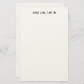 Modern Minimalist Plain Simple Black White Briefpapier (Voorkant / Achterkant)