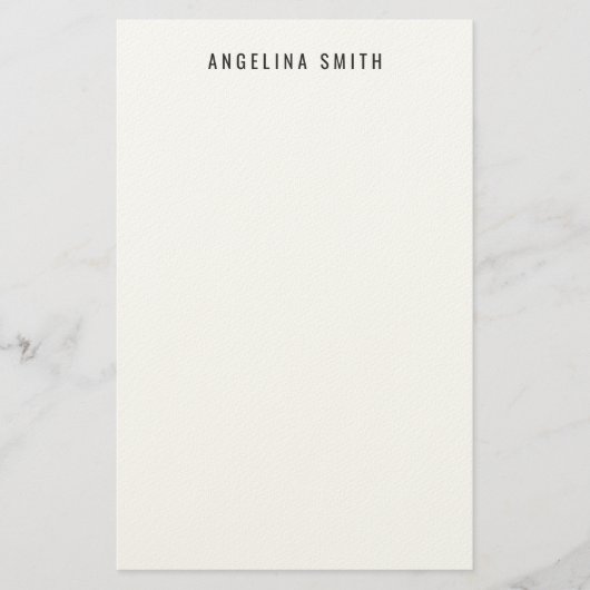 Modern Minimalist Plain Simple Black White Briefpapier (Voorkant)