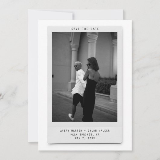 Modern Minimalist Polaroid Photo Save the Date (Devant)