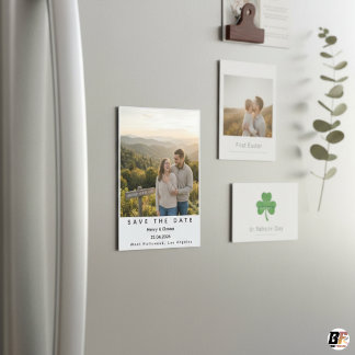 Modern Minimalist Polaroid Wedding Save the Date Magnetische Uitnodiging