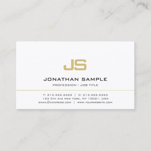 Modern Minimalist Professional Elegant Monogram Visitekaartje (Voorkant)
