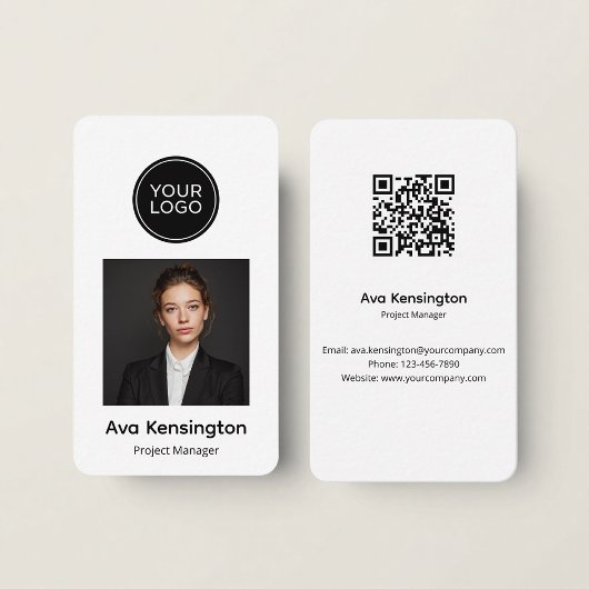 Modern Minimalist QR Code Business Card Custom Visitekaartje