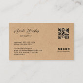 Modern Minimalist QR Code Rustic Kraft Paper Print Visitekaartje (Achterkant)