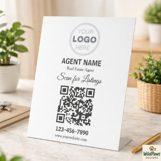 Modern Minimalist Real Estate Listing Scan Reclamebord Met Voetstuk