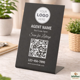 Modern Minimalist Real Estate Listing Scan Reclamebord Met Voetstuk