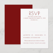 Modern Minimalist Red and White Wedding RSVP (Devant / Derrière)