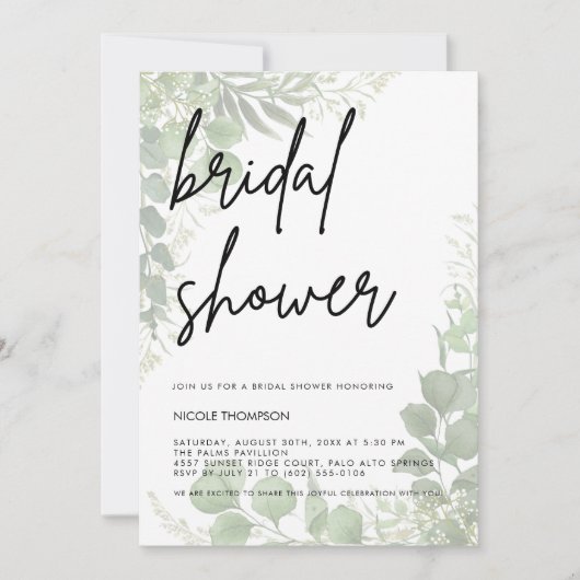 Modern Minimalist Sage Bridal Shower Invitation (Devant)