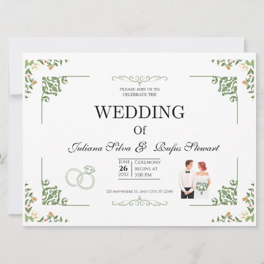 Modern Minimalist Sage Green Arched  Wedding Card Kaart (Voorkant)