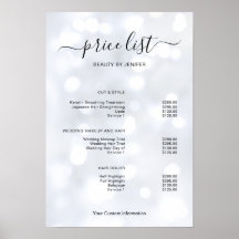 Modern Minimalist Salon Price List Sign for Beauty