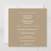 Modern minimalist Sandy Tan Square Photo Wedding Kaart (Achterkant)