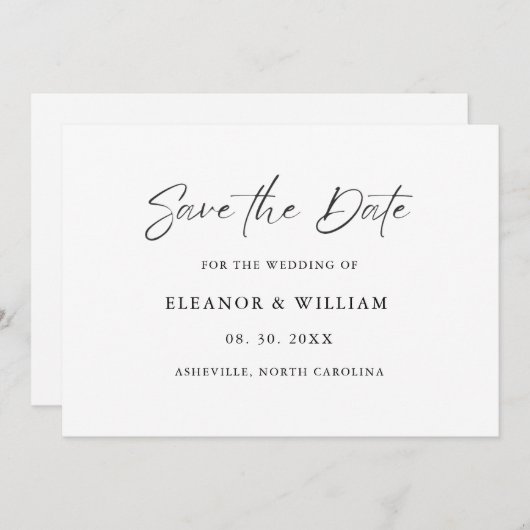 Modern Minimalist Save the Date Wedding Invitation (Devant / Derrière)