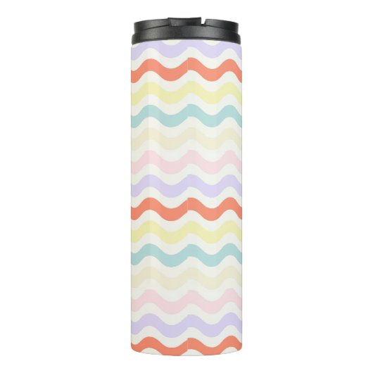 Modern Minimalist Scalloped Pastel Waves Linear Thermosbeker (Achterkant)