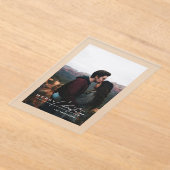 Modern Minimalist Script 1 Photo Christmas Card Acryl Uitnodigingen (Laagn)