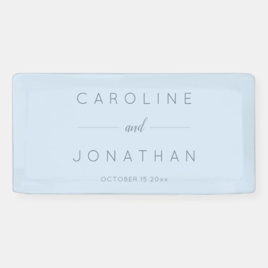 Modern Minimalist Script Soft Blue Custom Wedding Spandoek (Horizontaal)