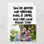 MODERN MINIMALIST SCRIPT WEDDING INVITATIONS KAART (Voorkant / Achterkant)