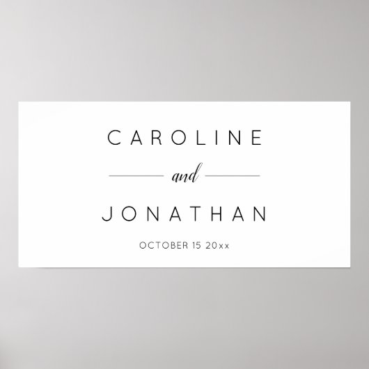 Modern Minimalist Script White Custom Wedding Poster (Voorkant)