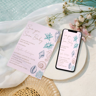 Modern Minimalist Sea You Soon Baby Baby Shower Kaart