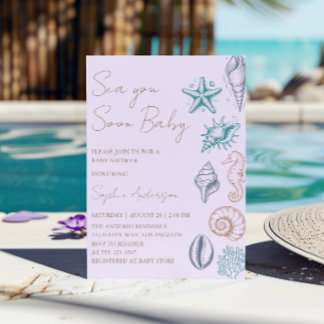 Modern Minimalist Sea You Soon Baby Baby Shower Kaart