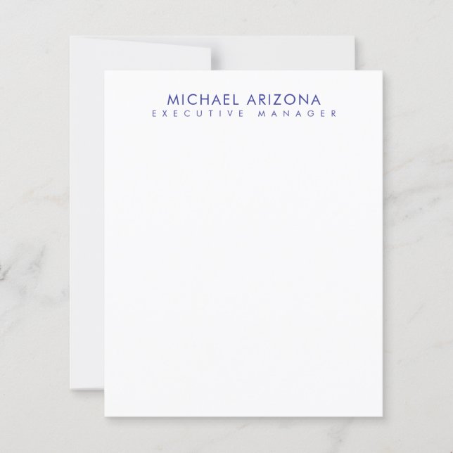 Modern Minimalist Simple Plain Name Paper Sheet (Voorkant)