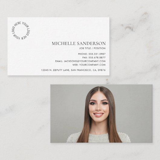 Modern Minimalist Simple Professional Logo Photo Visitekaartje (Voorkant / Achterkant)