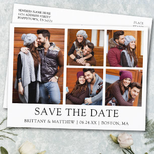 Modern Minimalist Simple Save the Date 5 Foto Briefkaart