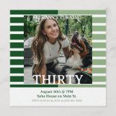 Modern Minimalist Striped 30th Birthday Square Kaart (Voorkant)