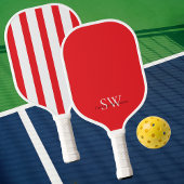 Modern Minimalist Stripes Red White Custom Pickleball Paddle