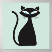 Modern Minimalist Stylish Retro Atomic Black Cat Poster (Voorkant)