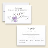 Modern Minimalist Swan RSVP Card with Meal Options
