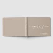 Modern Minimalist Taupe Script Wedding  Gastenboek (Volledig)