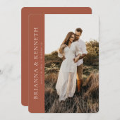 Modern Minimalist Terracotta Photo Save the Date Kaart (Voorkant / Achterkant)