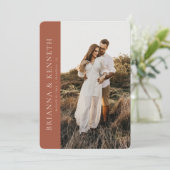 Modern Minimalist Terracotta Photo Save the Date Kaart (Staand voorkant)