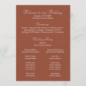 Modern minimalist Terracotta Wedding Programme Programma (Achterkant)